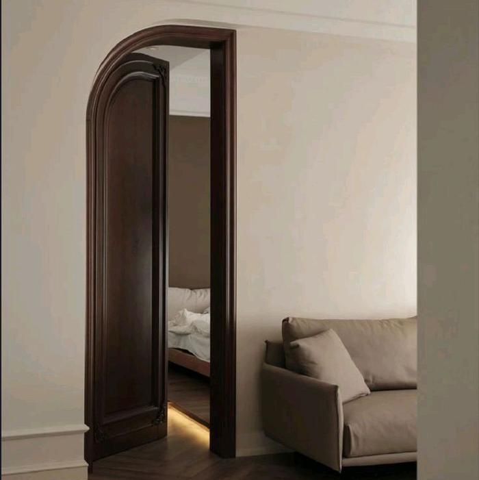 Pintu kamar kayu jati solid model setengah lengkung terbaru