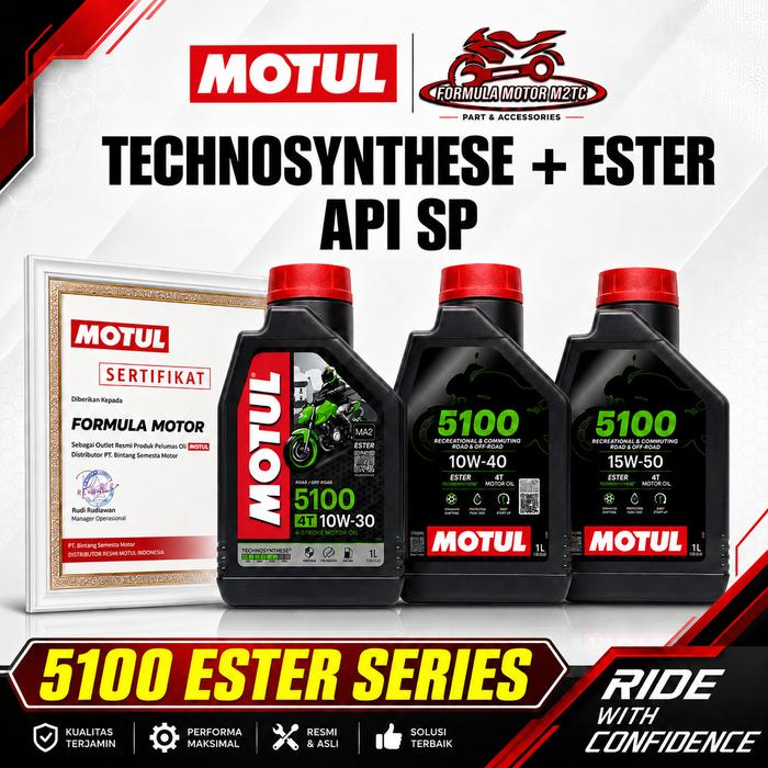 Motul 5100 4T 1Liter All Series (Synthetic + Ester) Oli Mesin Premium Motor 4TAK (Original Resmi Mot