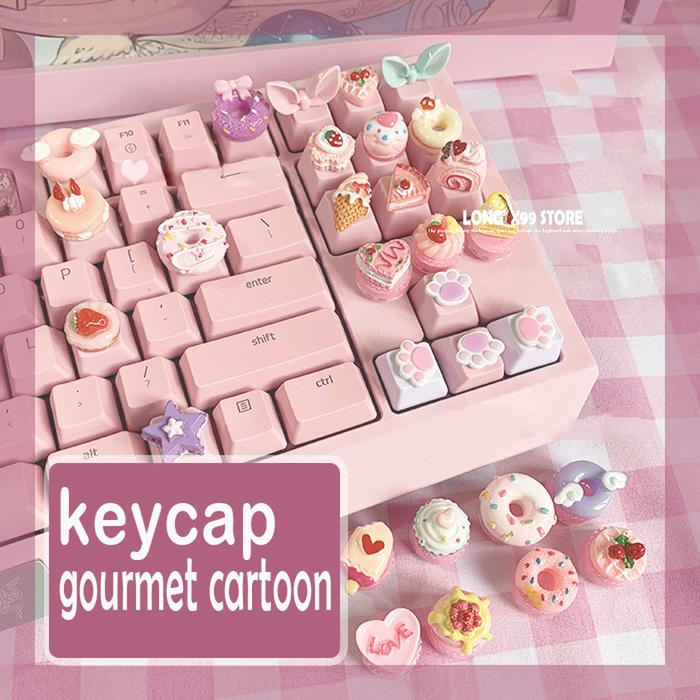 1pcs Stereo Keycaps Cute Pink Keycap Custom Decoration Cake Lovely