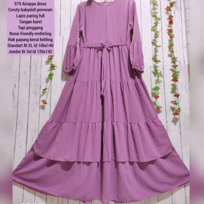 Ainayya Dress Jumbo 3Xl & Standart Xl Gamis Dress Ceruty Babydoll Premium To Ep