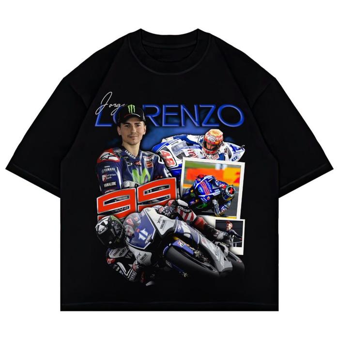 Psycho Crucify "Jorge Lorenzo" Oversized T-Shirt | Black | Kaos Oversize | Vintage | Atasan | Kaos M