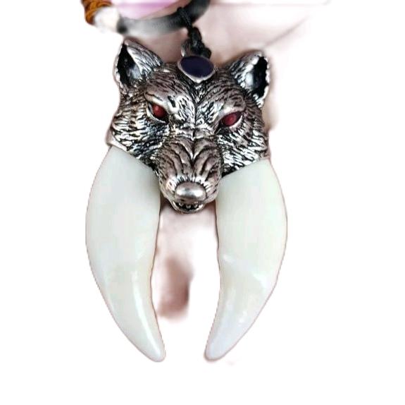ring liontin taring motif srigala Kalung liontin dowble gaya vintage rare intem