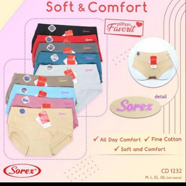 3PCS CELANA DALAM SOREX 1232 M L EL QL/ CANGCUT LEMBUT/CD WANITA/SEMPAK WANITA