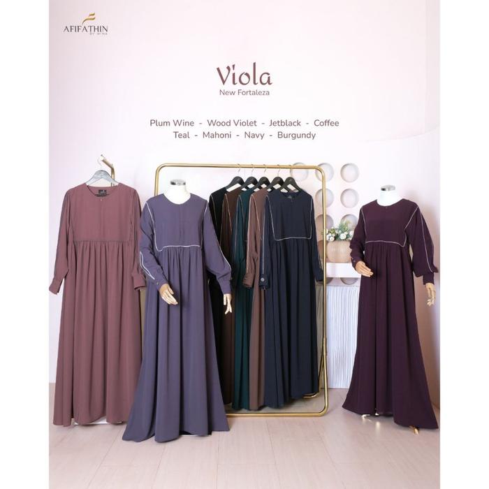 Gamis Abaya Set Khimar Elegan Modern Premium Bahan Katun Viola by Afifathin
