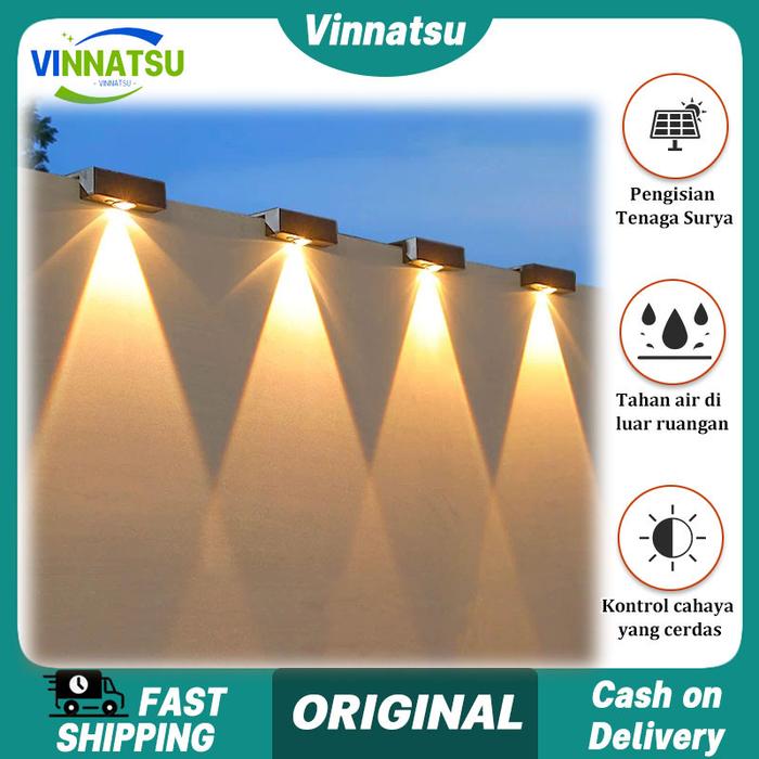 Vinnatsu Lampu Dinding Teras Hias Lampu Tenaga Surya Dinding Outdoor Solar Sensor Light Hemat Energi