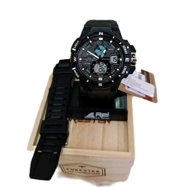Jam Tangan Pria Forester JTF 1001 - Digital dan Analog - Hitam - Watches Kayu