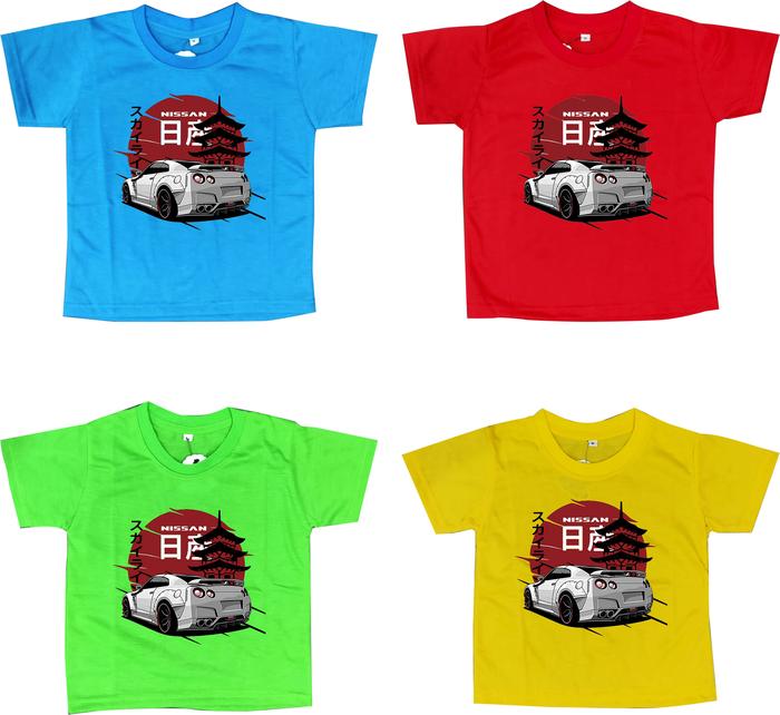 Paket Hemat Baju Kaos Distro Anak Model T-Shirt Simple 4 Pcs Size M - Motif DTF, Polyflex - Fashion