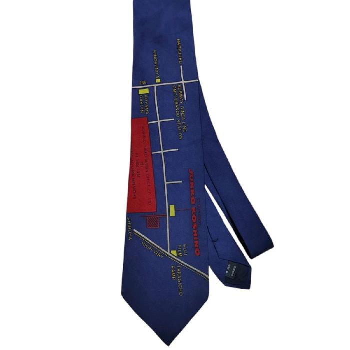 RARE Junko Koshino - Tokyo subway Map Graphic Blue Tie