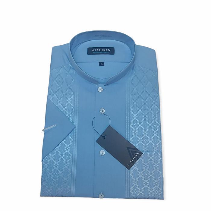 Terbaru Kemeja Koko Alisan Biru Muda Lengan Pendek