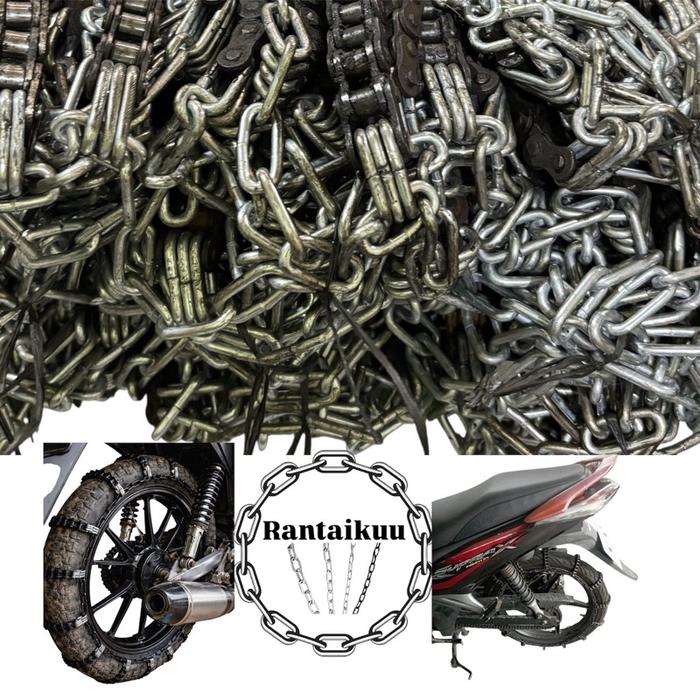 [Full Hitam] Rantai ban motor lumpur , rantai ban motor anti slip , rantai ban motor gunung , ban mo