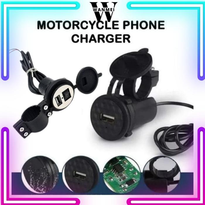 WM Charger Hp Stang Motor USB Port Plug Adaptor Waterproof Casan Phone