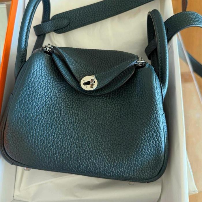 Authentic Hermes Lindy Mini Clemence Vert Cypress Shw Preloved