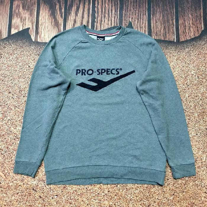 Crewneck pria abu abu PRO SPECS logo bordir sweater pria murah bagus size XL