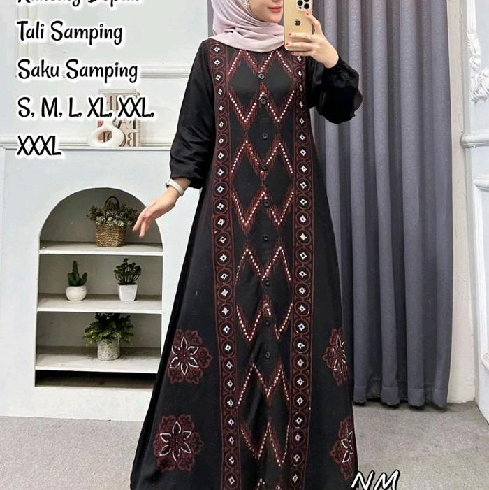 GAMIS TWILL ORIGINAL HITAM MOTIF BINTANG