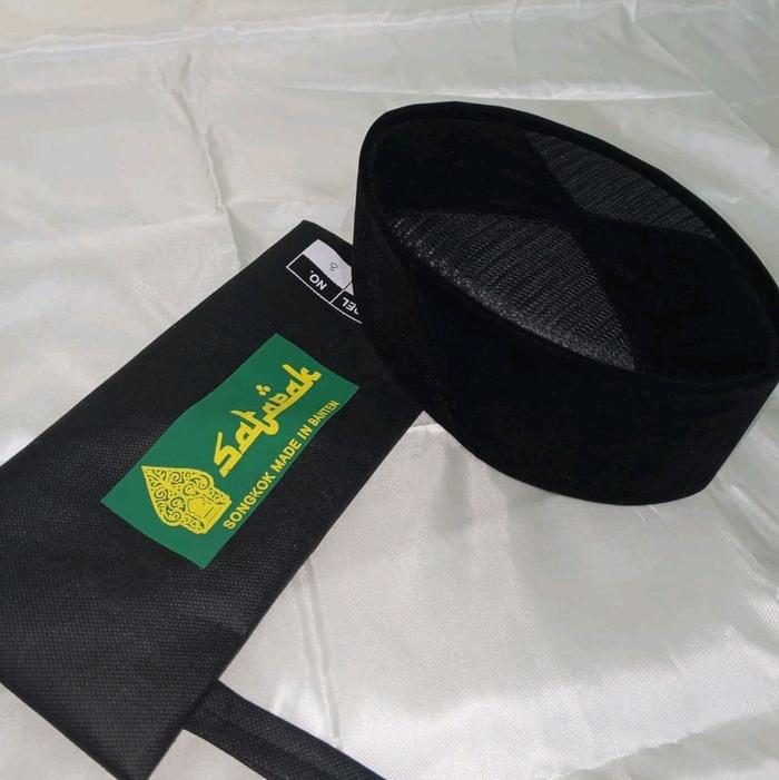 SATAPAK || Peci Songkok Nasional khas Banten || SUTRA || ( AC motif Silang ) Hitam