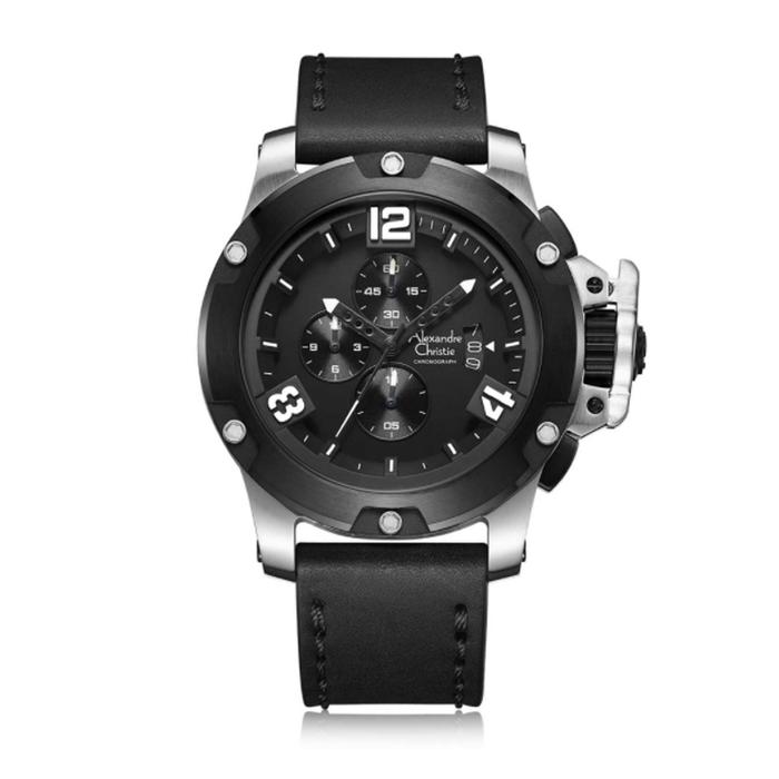 Alexandre Christie AC 6295 Silver Black MCLTBBA Jam Tangan Pria Original