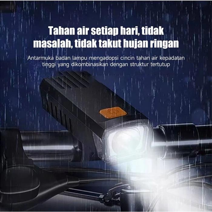 Lampu Sepeda Bike LED Super Terang USB Rechargeable Waterproof