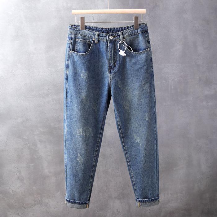 Spring New Men's Denim Pants Retro Washed Broken Hole Light Color Summer Thin Micro Cone Haren Nine