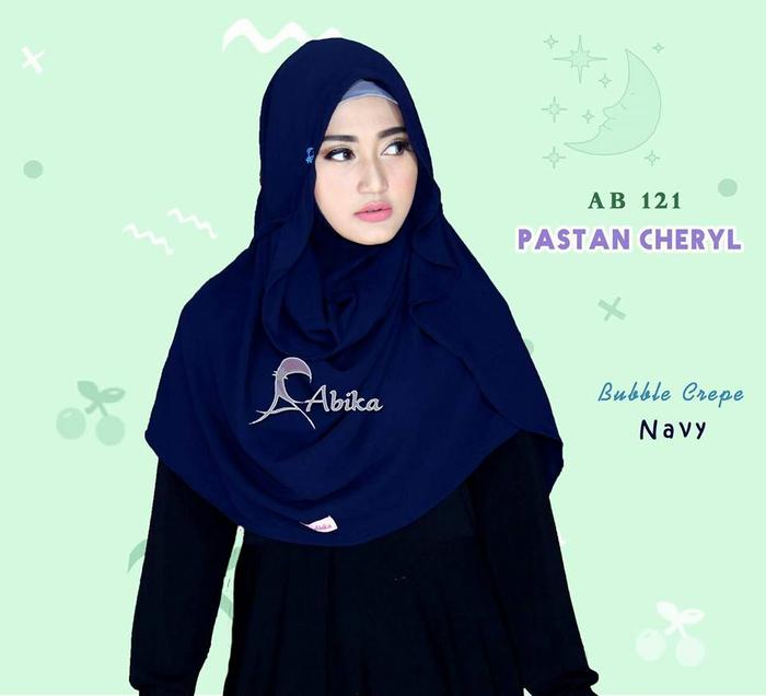 Serba Hijab Pasmina Instan Abika Pastan Cheryl AB 121 Navy BUBBLE CREPE Premium