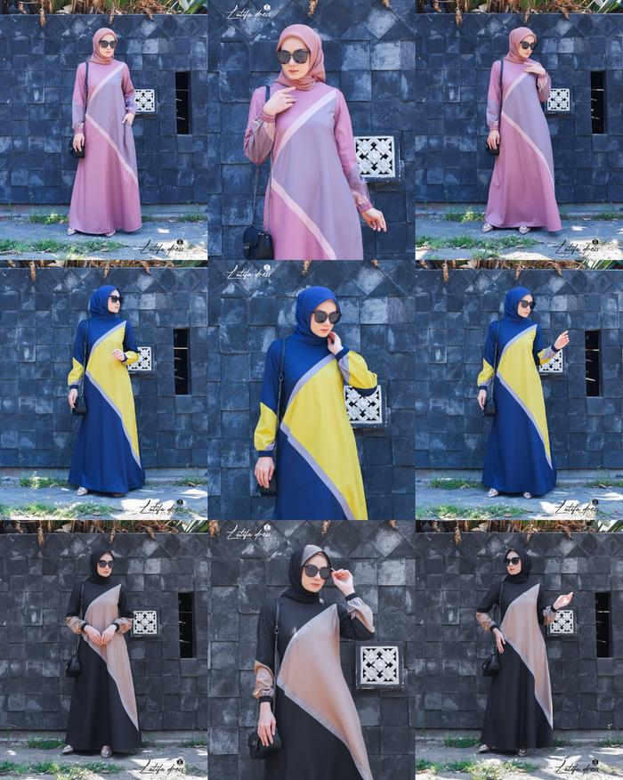 LATIFA DRESS BY ZALIFA Muslim Wanita Wanita Gamis