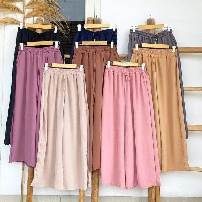 Kulot cargo pants 100rb dapet 3 pcs // celana rayon twill premium // celana cringkle tali serut full