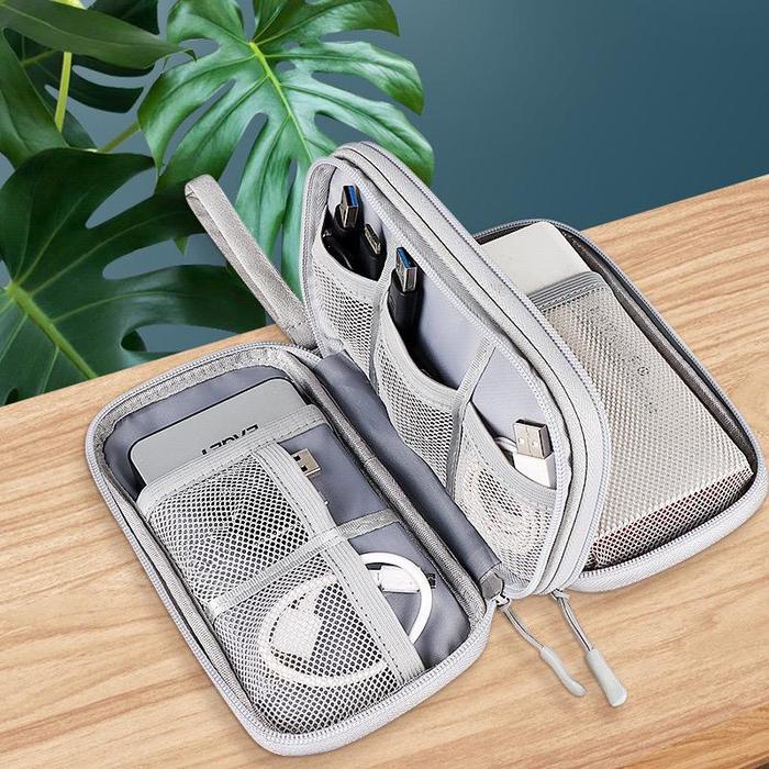 Dompet Travel Double Layers Zipper Organizer Gadget Pouch Carry Case Portable Pouch Hardisk Adaptor 