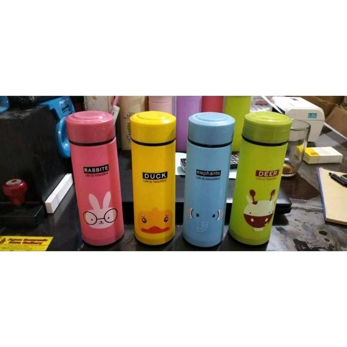 BOTOL ANIMAL / BOTOL MINUM KACA ANIMAL / BOTOL MINUM KACA WARNA / TERMOS KACA UNIK MOTIF ANIMAL