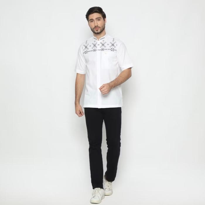 Nizar bordir (NW 4 GLOW) 2025 baju koko lengan pendek katun bordir