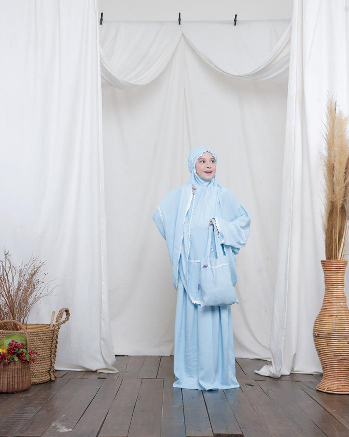 Raunapride-Mukena Anak Rayon Nyaman Biru-MA11