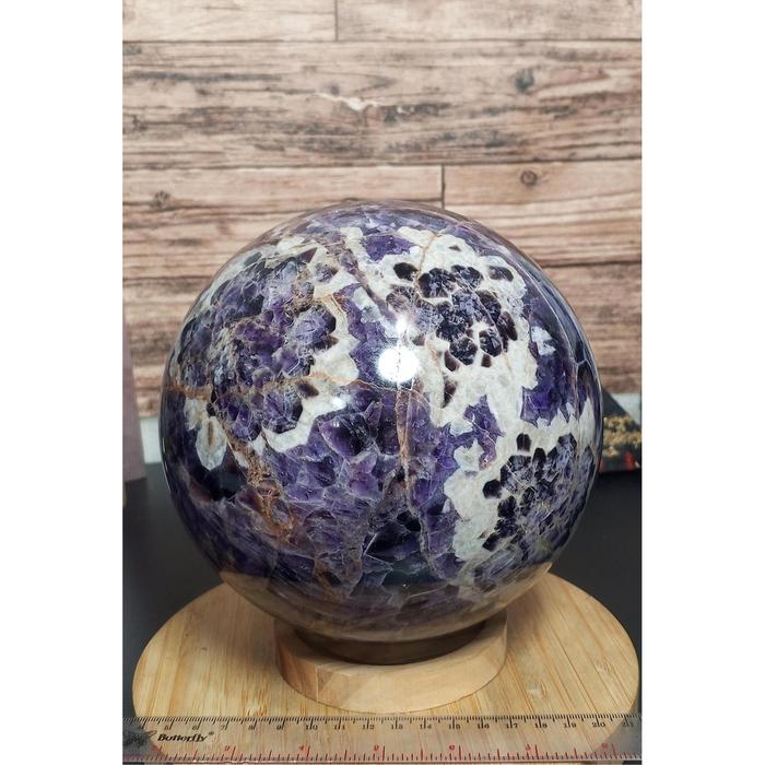 Batu Kristal Sphere Dream Amethyst Chevron Natural 16,6 cm