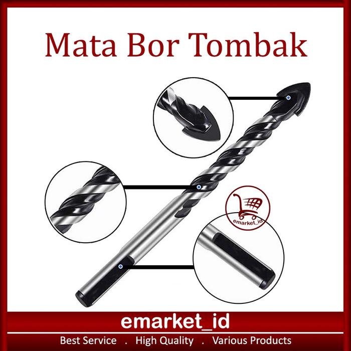 Mata Bor Tombak / Untuk Keramik Beton Kaca Granit Besi Bentuk 6mm 8mm 10mm 12mm