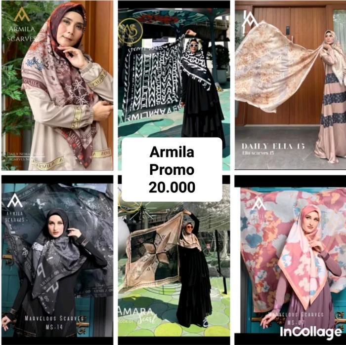 (Promo) Hijab Segiempat Motif Ala ARMILA Voal Lasercut Premium Muslim Square Kerudung Printing