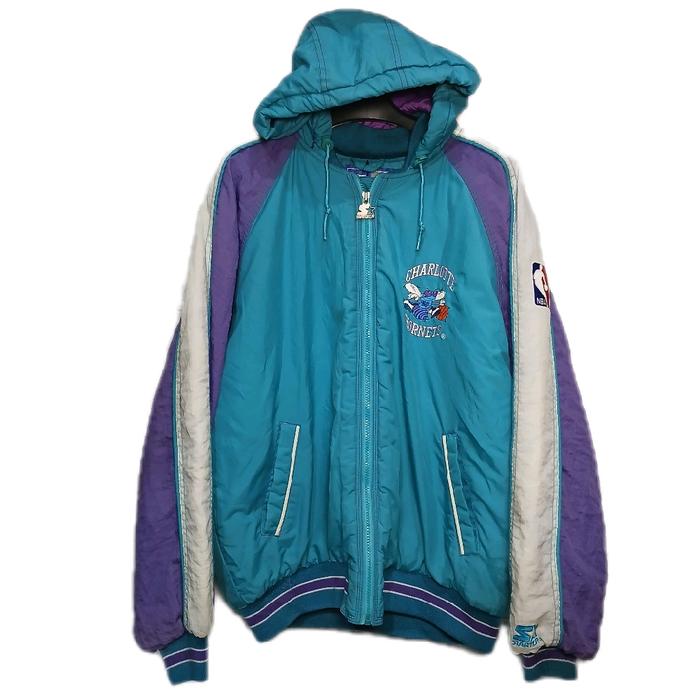 Jaket Kasual Olahraga Hoodie Starter NBA Charlotte Hornets size XL fit XXL