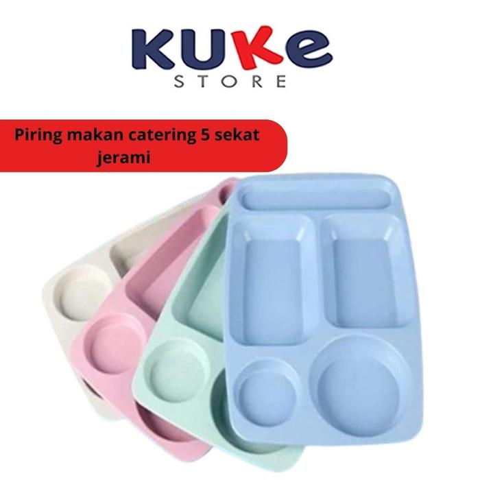 Kuke Piring Makan 5 Sekat Jerami Gandum / Flat Dinner Plate Baby / Tempat Makanan Anak Pemisah Lauk