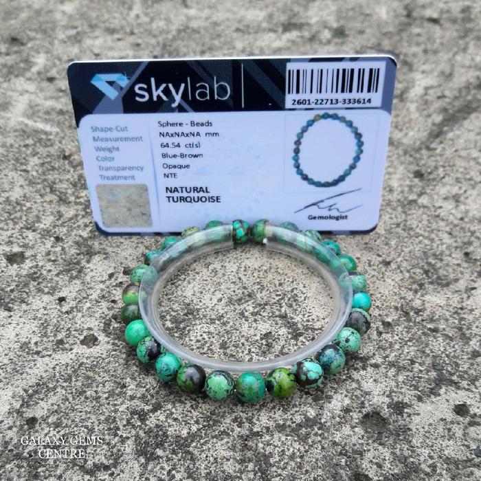 Permata Natural Batu Pirus Turquoise Gelang Tanpa Treatment NTE Include Certificate Memo
