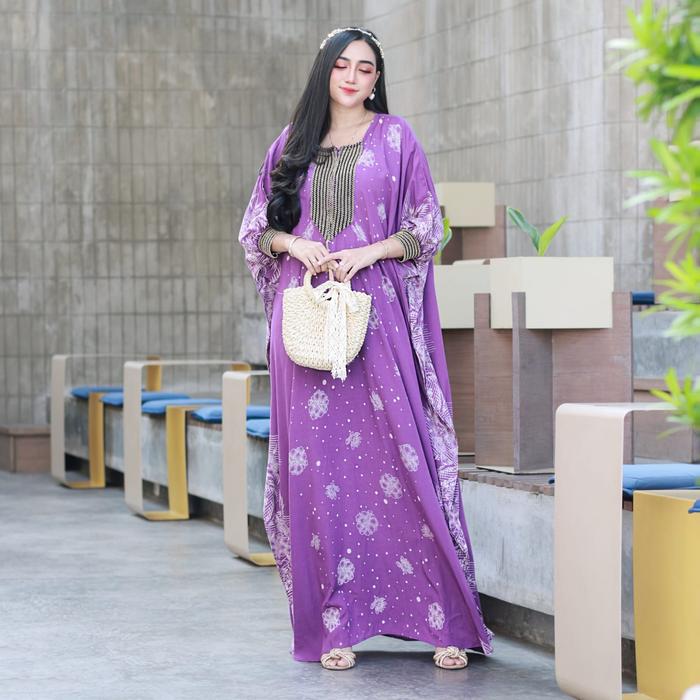 Kaftan Wanita Jumbo XXXXL Ainaa Beauty Skincare Motif Batik Blirik Semprot Sultan Renda Handmade dre