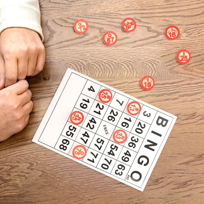 Kartu Bingo Ukuran Besar 40 Buah Bingo Card Dengan 75 Buah Catur Kayu Mainan Kartu Bingo