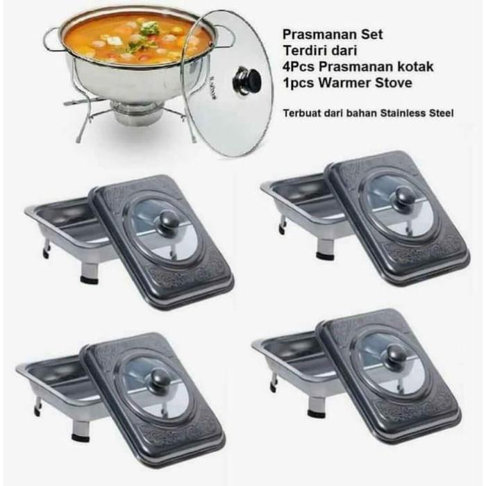 ASLI prasmanan set stainless isi 4kotak + 1sop READY STOCK