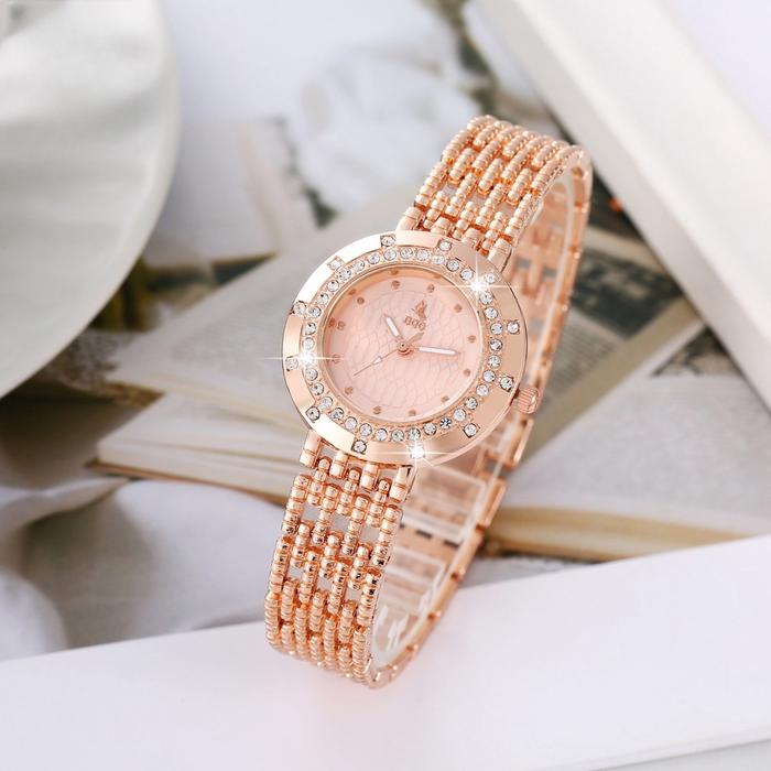 COD Jam Tangan Wanita Rose Gold Berlian Simulasi Vintage Gelang Rantai Baja Tahan Karat Putih G79 Wa
