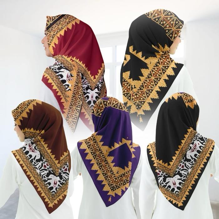 Widya Hijab Segiempat Voal Motif Batik Series Widya dengan Pilihan Warna Variatif dan Desain Elegan