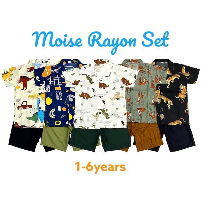 Gippokids Moise Rayon Set 1-6th Setelan Rayon Anak Perempuan dan Laki Laki