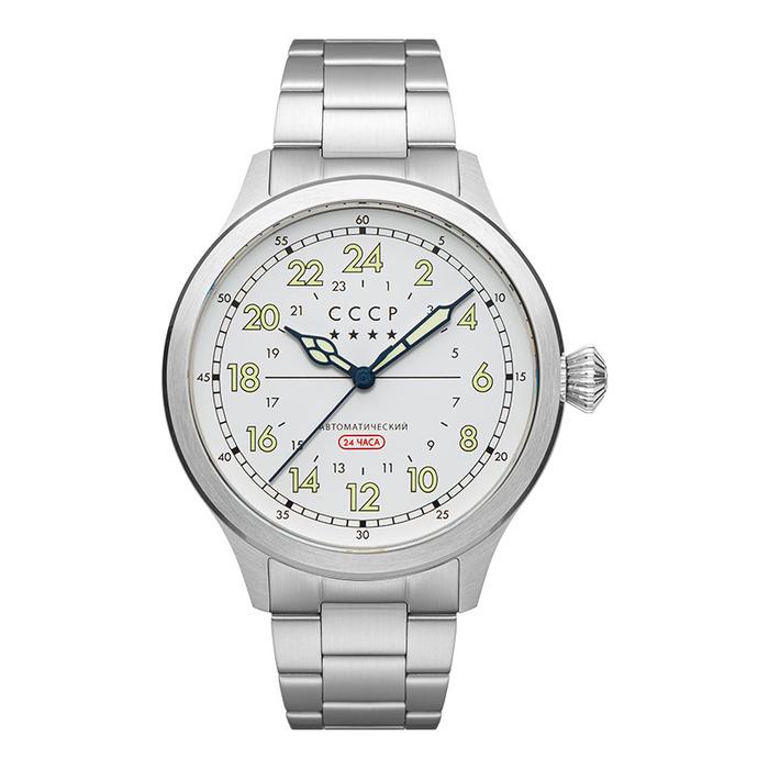 Jam Tangan Pria CCCP Chklov CP-7079-44 Automatic Men White Dial Stainless Steel Strap