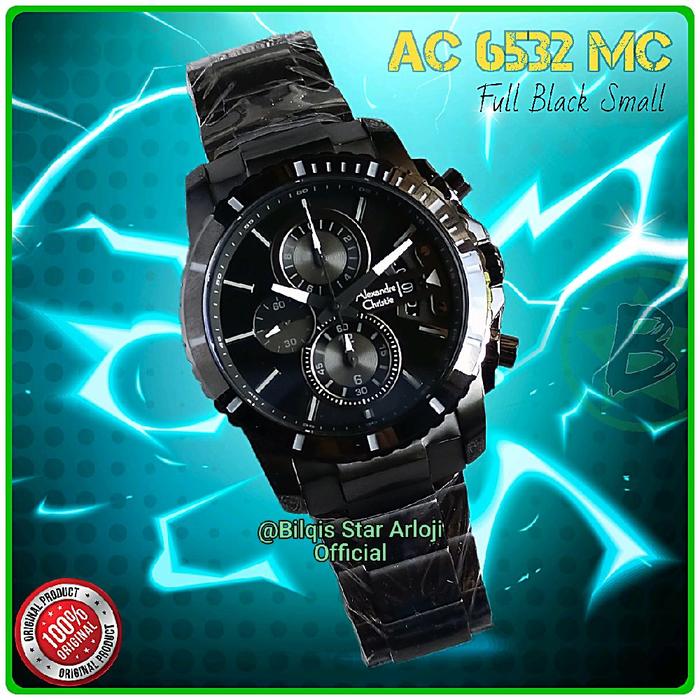 Alexandre Christie Pria Ac 6532 Mc Kecil Tali Rantai Full Black Original
