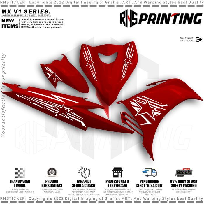 V1 Cutting Sticker Striping Variasi Mx 135 New Stiker Body Striping MX New Garuda Bintang Transparan