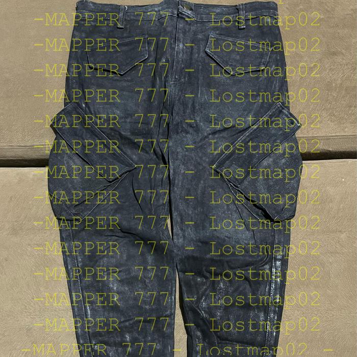 Julius_7 like Waxed Gas Mask Heavy Denim Cargo Pants