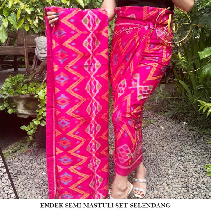 ENDEK SEMI MASTULI SET SELENDANG (KAMEN BALI) Dress Kain Motif