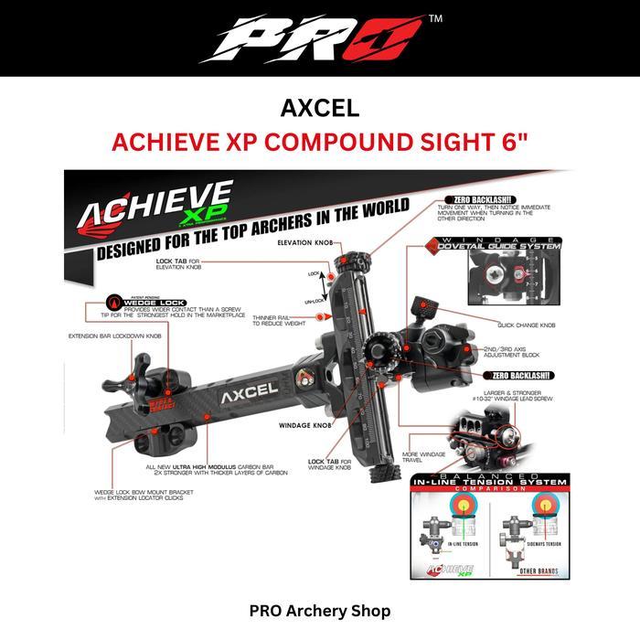 AXCEL ACHIEVE XP COMPOUND SIGHT 6" VISIR PANAHAN FISIR PANAH SIGHT PANAHAN COMPOUND ARCHERY FISIR CO