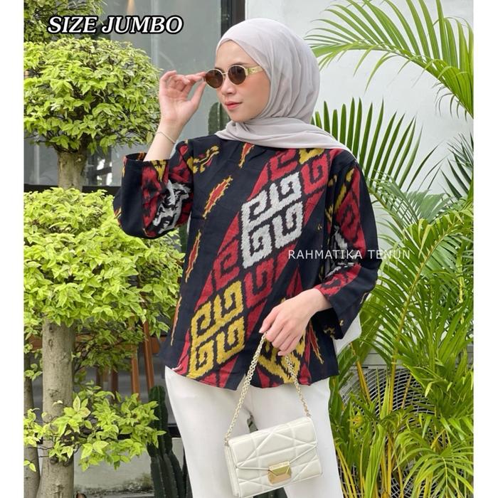 Blus tenun JUMBO Amalia Series Blus tenun blanket JUMBO Blus Etnik Wanita JUMBO baju kerja modern