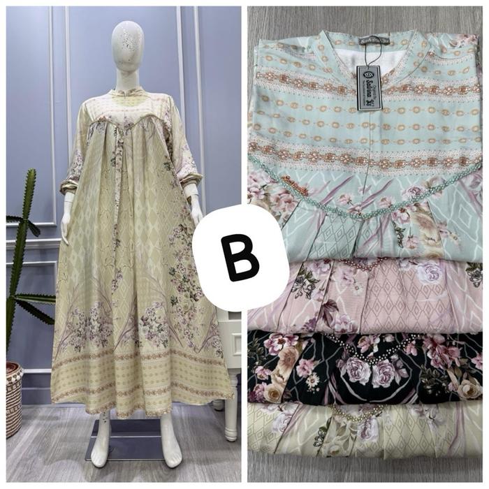 Salvina Gamis Salvina Rayon Santai Muslim Putih Dress Bahan Rayon Nyaman & Elegan Cocok untuk Berbag