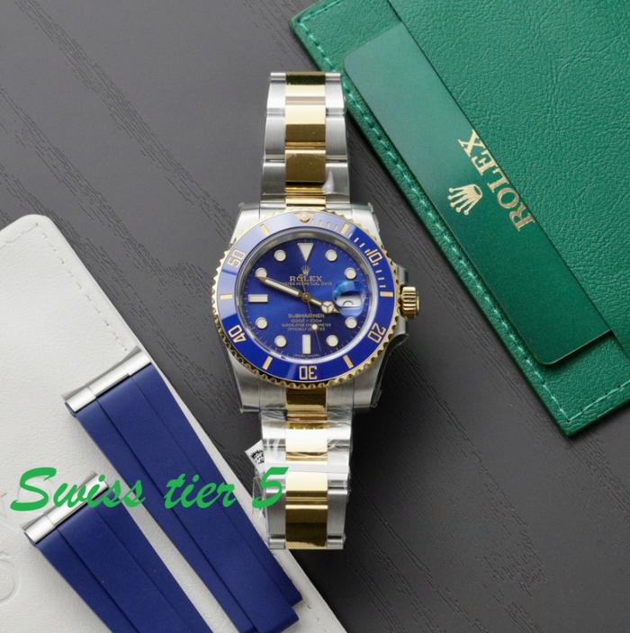 SUB SWISS TIER 5RolexSubmariner Dial Blue Watches Gold Wrapped 40mm